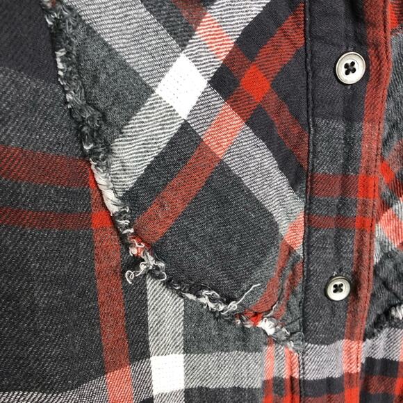 Cabi Tavern Flannel gray red white plaid shaket shirt jacket size Small #4164 - Picture 9 of 16
